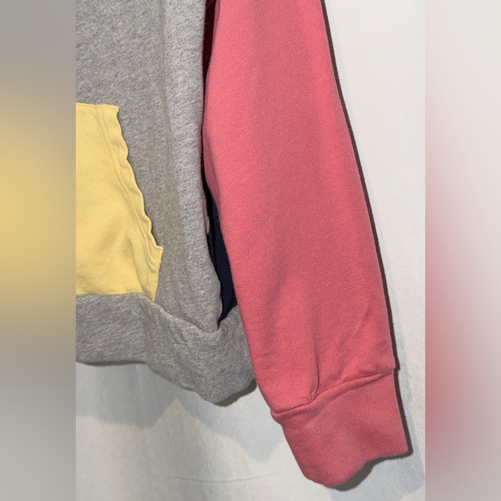 Polo Ralph Lauren Hoodie Colorblock Blue Gray Yellow Pullover Sweatshirt L 14 16 - Picture 6 of 13